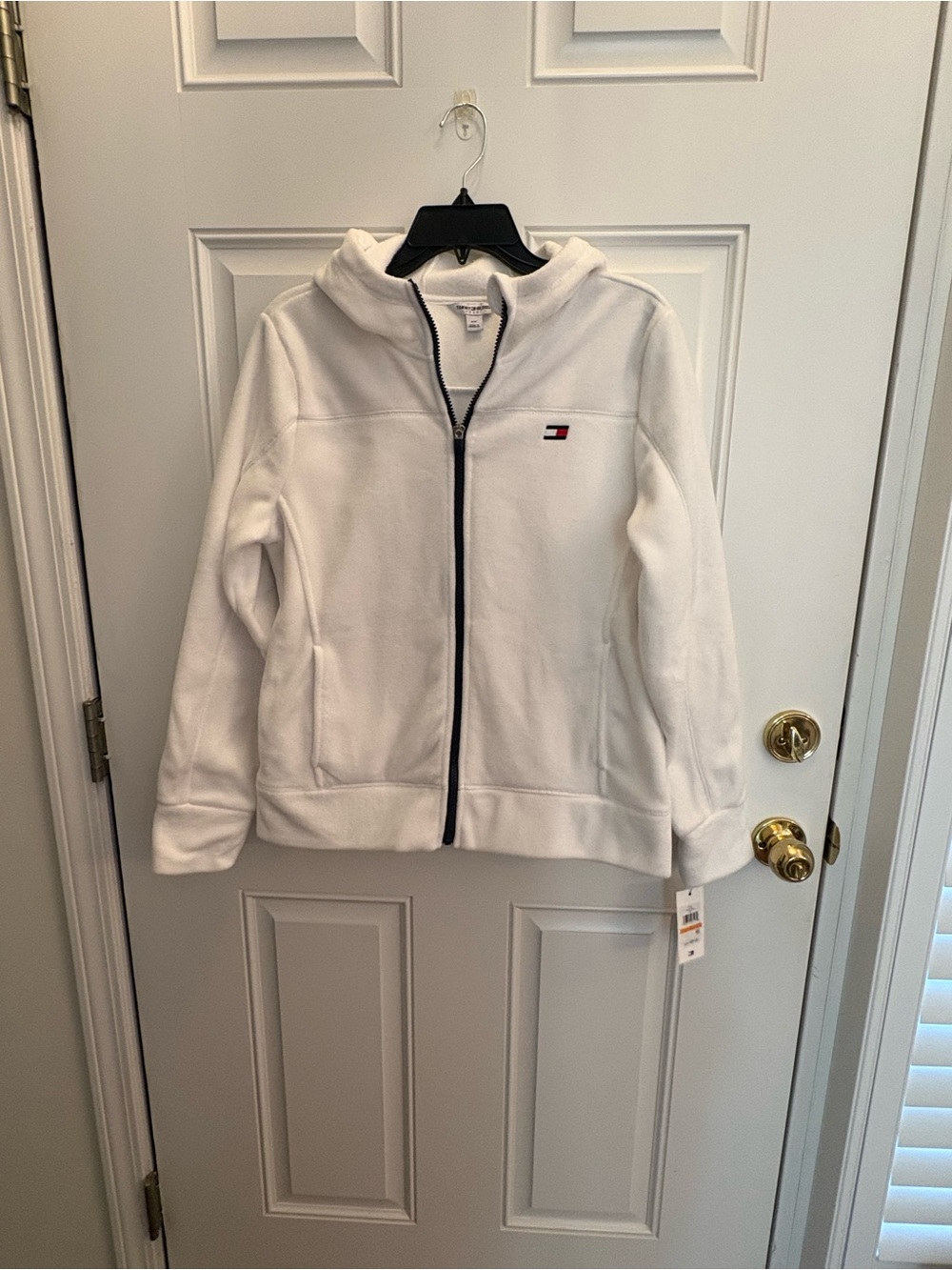 Tommy Hilfiger White Full-Zip Hooded Fleece Jacket